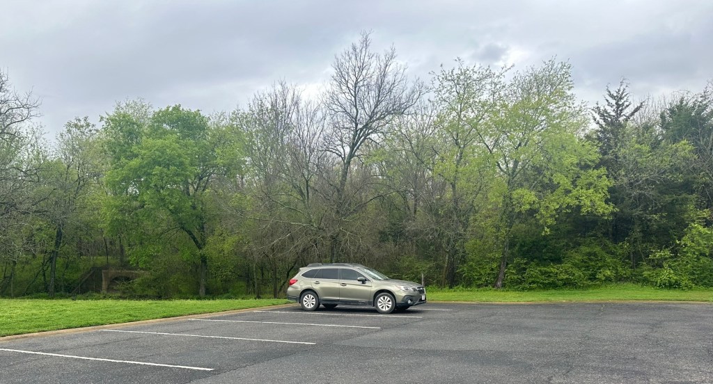 A lonely parking lot at the Eisenhower Birthplace